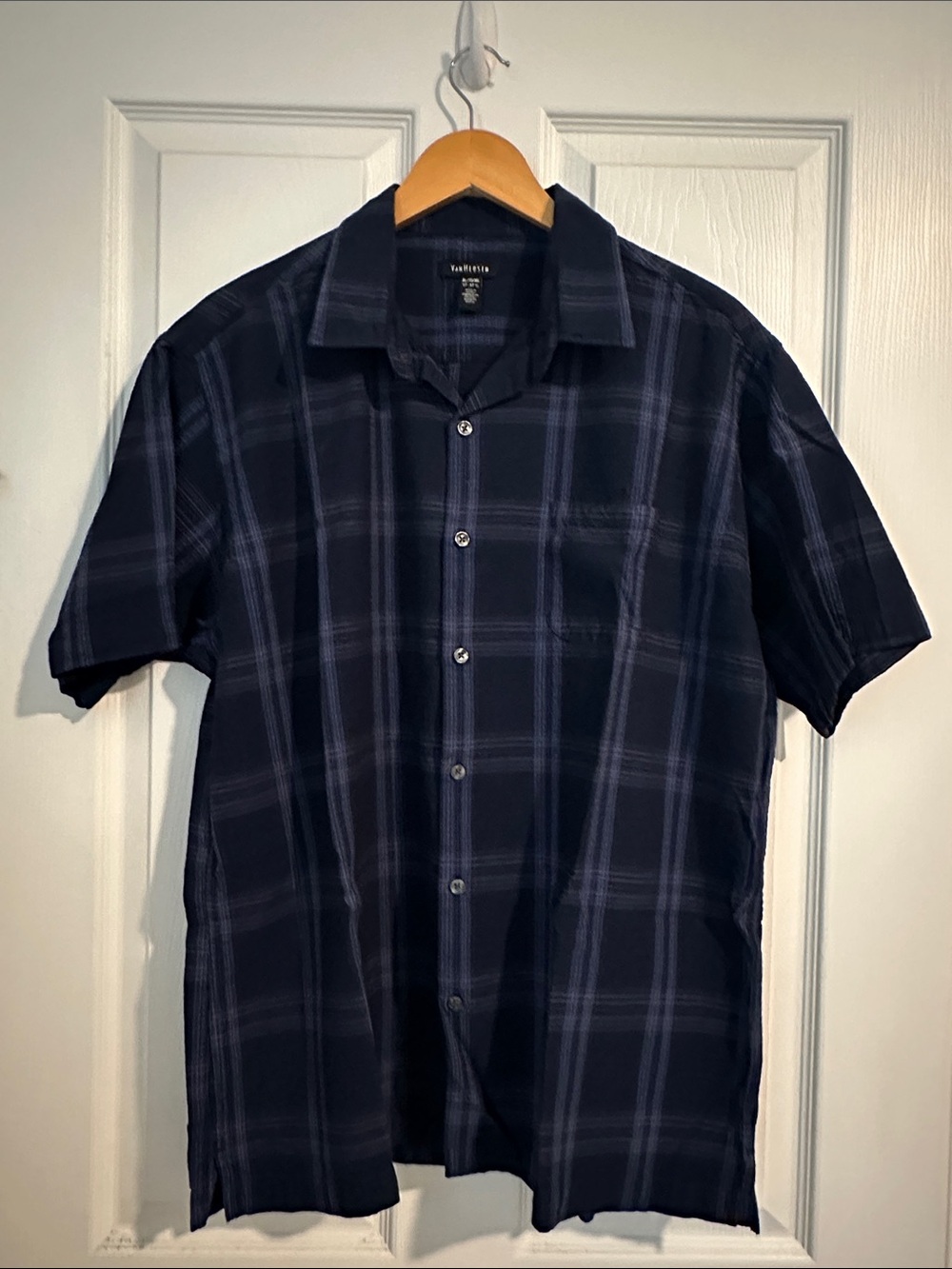 Van Heusen Dark Navy Plaid Dress Shirt
